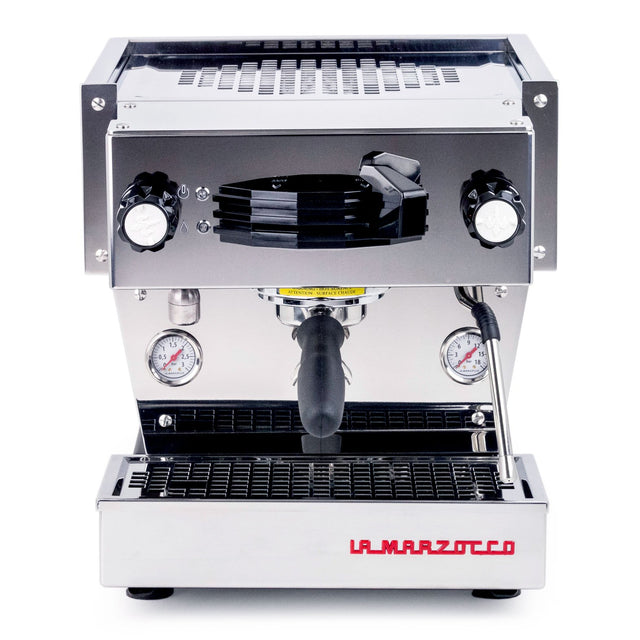 La Marzocco Linea Mini Espresso Machine in stainless steel, front, Clive Coffee - Knockout