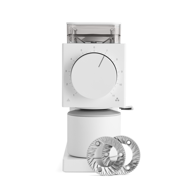 Fellow Ode Brew Grinder Gen 2 in white with burrs from Clive Coffee - knockout